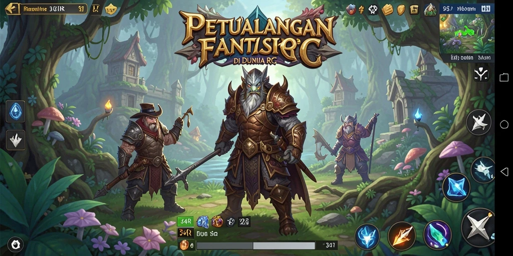 Tampilan gameplay seru dalam 34R di dunia RPG.