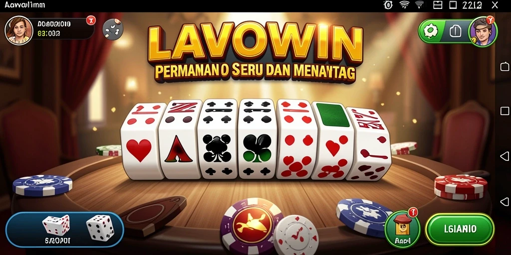 Screenshot utama LAVOWIN menampilkan gameplay seru domino.