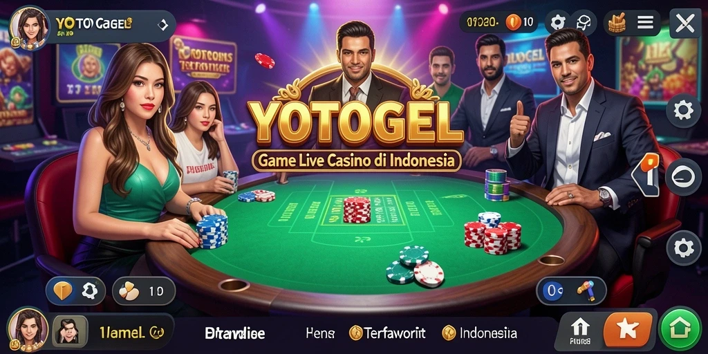 Screenshot utama YOTOGEL menunjukkan dealer langsung dan antarmuka game yang menarik.
